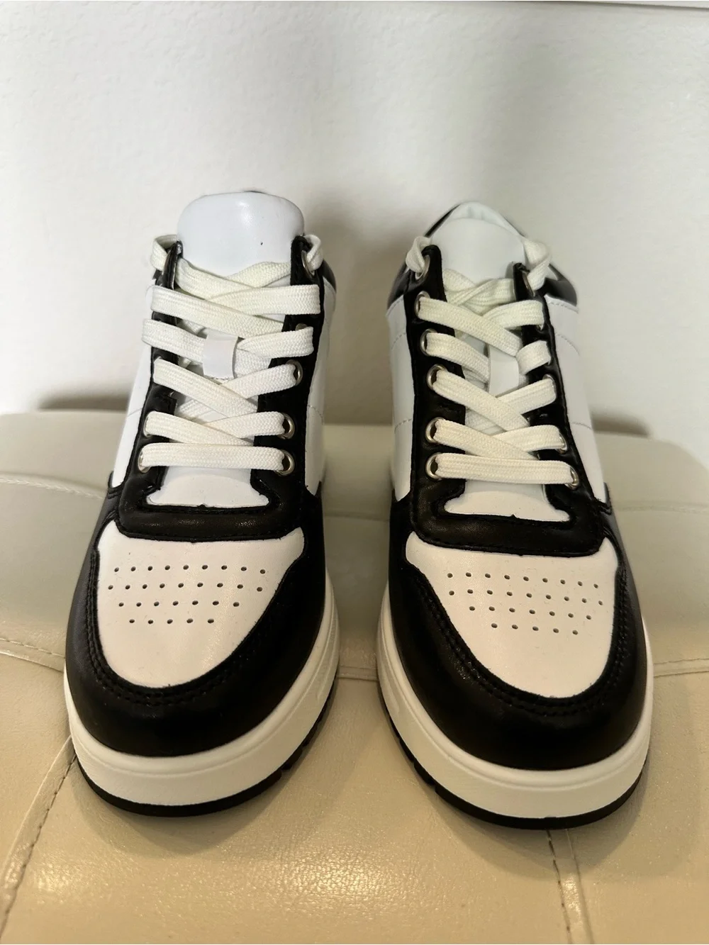 Madden Girl Black and White Platform Sneakers with Thick Sole